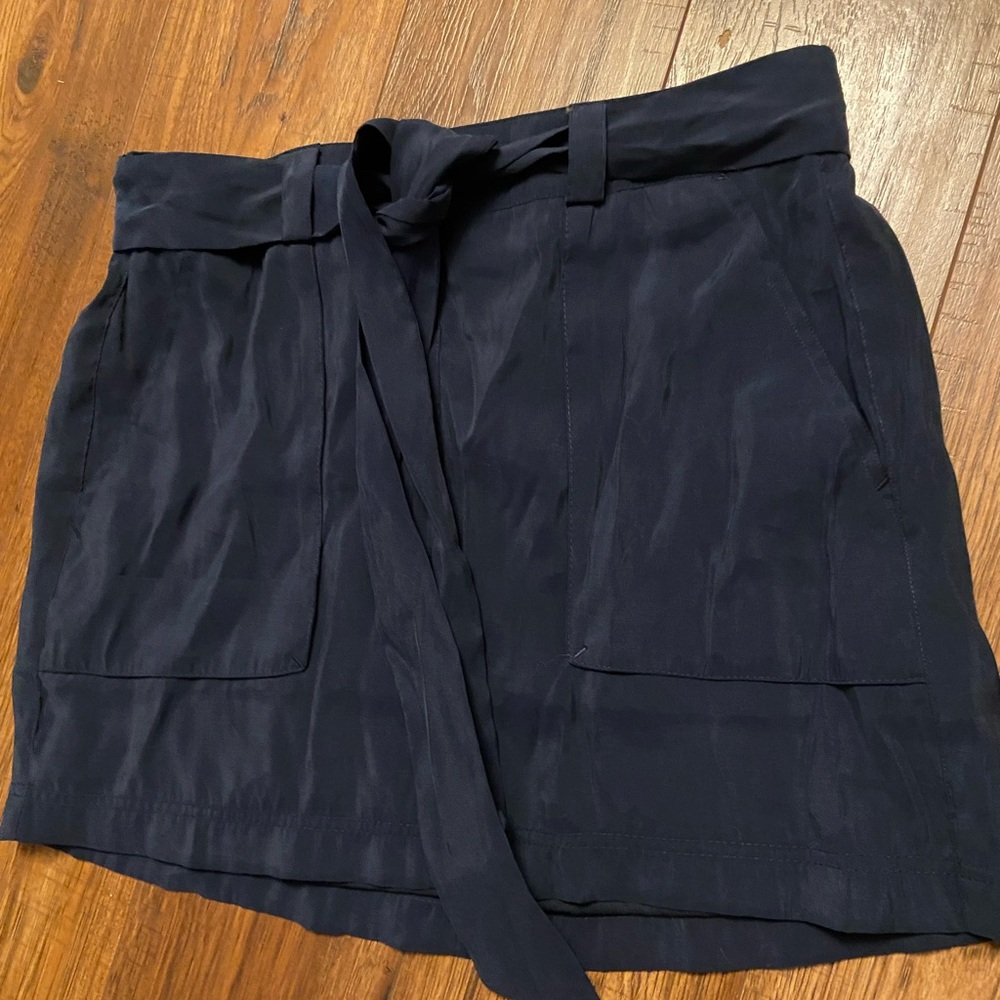 NWT old navy navy blue skirt modal blend tie waist pockets short medium - Picture 3 of 8